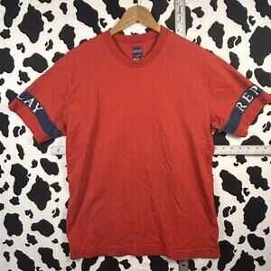 Replay Men's Red Short Sleeve T-Shirt with Logo Detail